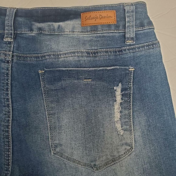 Salvaje Denim Womens Distressed Look Frayed Hem Button Fly Stretch Jeans Size 17 - Picture 3 of 9